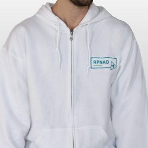 White Full Zipped Hoodie - "RPNAO"